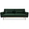 SWEEEK Canapé convertible design en velours 2 - 3 places scandinave droit avec pieds fins or rose - Oskar