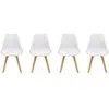 SWEEEK Lot de 4 chaises scandinaves pieds bois de hêtre chaises 1 place blancs