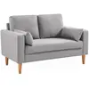 SWEEEK Canapé 2 places fixe droit scandinave en tissu gris clair, pieds bois - Bjorn
