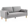 SWEEEK Canapé 3 places fixe droit en tissu gris clair, pieds bois scandinave - Bjorn