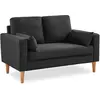 SWEEEK Canapé 2 places droit fixe scandinave en tissu gris chiné foncé pieds en bois - Bjorn