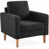 SWEEEK Fauteuil scandinave en tissu gris chiné foncé - bjorn - canapé 1 place fixe droit pieds bois