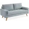 SWEEEK Canapé en tissu gris clair 3 places scandinave fixe droit pieds bois
