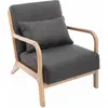 SWEEEK Fauteuil en bois avec tissu gris foncé 65x 80x79cm