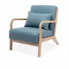 SWEEEK Fauteuil en bois avec tissu bleu 65x 80x79cm