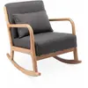 SWEEEK Fauteuil à bascule design en bois et tissu 1 place rocking chair scandinave gris foncé