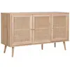 SWEEEK Buffet De Rangement En Cannage 120x39x70 Cm Bohème 2 Niveaux 3 Portes Pieds Scandinaves