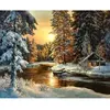 Figured'Art Peinture par Numéro Adulte Coucher de Soleil en Forêt - Kit de Loisir Créatif DIY Numéro d'Art - 40x50cm sans châssis