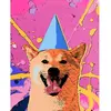 Broderie diamant : Chien souriant pop art  - toile tendue sur chassis