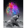 Figured’Art Diamond Painting Broderie Diamant 40x50cm Avec Cadre Toile Tendue Strass Perles Carrés - Eléphant et Couleurs - Kit Complet Animaux 5D DIY Activité Manuelle Loisirs Créatifs Adultes