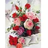Figured’Art Diamond Painting Broderie Diamant 40x50cm Toile Entière Roulée avec Strass Perles Carrés - Roses Belles Fleurs