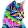 Figured'Art Broderie diamant : Chaton coloré - sans chassis en bois