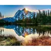 Figured'Art Peinture par Numéro Adulte avec Cadre Lac et Reflet de Montagne - Activité Manuelle Kit de Loisir Créatif DIY Numéro d'Art Complet - 40x50cm toile tendue sur châssis