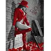 Figured'Art Peinture par Numéro Adulte Femme sexy en Bottes de cuir rouge - Activité Manuelle Kit de Loisir Créatif DIY Numéro d'Art Complet - 40x50cm sans châssis en bois