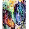 Figured'Art Peinture par Numéro Adulte Deux chevaux en couleur - Activité Manuelle Kit de Loisir Créatif DIY Numéro d'Art Complet - 40x50cm sans châssis en bois