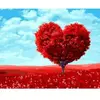 Peinture au numéro : Arbre rouge Coeur  - sans châssis en bois