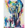 Figured'Art Peinture par Numéro Adulte Eléphants Aquarelle - Activité Manuelle Kit de Loisir Créatif DIY Numéro d'Art Complet - 40x50cm sans châssis en bois