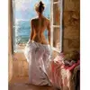 Figured'Art Peinture par Numéro Adulte Femme dénudée et grand Soleil - Kit de Loisir Créatif DIY Numéro d'Art - 40x50cm sans châssis