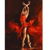 Figured'Art Peinture au numéro : Danseuse Rouge Magique  - toile tendu...