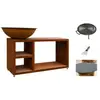 Planet Brasero Piatto Tavolo Medium Corten diam84 + Grille + Spatule + Housse