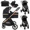 BEBELISSIMO - Poussette combinée trio 3 en 1 - siège auto 0+ IRIS   nacelle   dès la naissance   jusqu’à 22kg  - noir