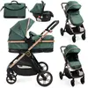 BEBELISSIMO - Poussette combinée trio 3 en 1 - siège auto 0+ IRIS   nacelle   dès la naissance   jusqu’à 22kg  - vert