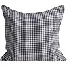Gabrielle Paris Taie d'oreiller en lin lavé vichy noir 65x65