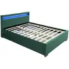 CONCEPT USINE ENFIELD - Structure de lit en velours vert avec rangements et LED intégrées - 140x190 cm
