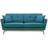 CONCEPT USINE Canapé scandinave 3 places et 2 coussins en tissu bleu canard