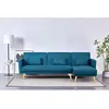 Canapé d'angle réversible et convertible 4 places en tissu bleu canard
