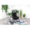 CONCEPT USINE JANE - Fauteuil oeuf sur pied en résine noir effet rotin