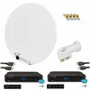 HDME KIT PARABOLE SATELLITE FIBRE BLANCHE 85CM + LNB TWIN + 2X RÉCEPTEURS TV FRANSAT AVEC CARTE