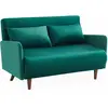 SWEEEK Canapé convertible en velours - Panam - 2 places scandinave. pieds bois foncé. vert. banquette. dossier inclinable