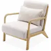 SWEEEK Fauteuil à bouclettes blanches en bois et tissu