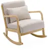 SWEEEK Fauteuil à bascule design en bois et tissu 1 place rocking chair scandinave beige