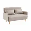 SWEEEK Canapé convertible en tissu - Panam - 2 places scandinave pieds bois clair beige banquette dossier inclinable