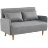 SWEEEK Canapé convertible en tissu - Panam - 2 places scandinave. pieds bois clair. gris clair. banquette. dossier inclinable
