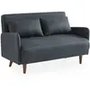 SWEEEK Canapé convertible en tissu - Panam - 2 places scandinave pieds bois foncé gris foncé banquette dossier inclinable