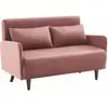 SWEEEK Canapé convertible velours 2 places scandinave - Panam - pieds bois. banquette. dossier inclinable Velours Vieux rose