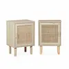 SWEEEK Table de chevet cannage 1 porte (lot de 2) Camargue