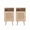SWEEEK Lot de 2 tables de chevet en cannage, naturel