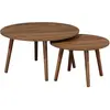 Sweeek - Lot de 2 tables basses rondes décor bois de noyer Népal