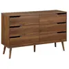 SWEEEK Commode décor bois de noyer. 6 tiroirs. pieds en pin massif
