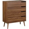 SWEEEK Commode décor bois de noyer. 4 tiroirs. pieds en pin massif