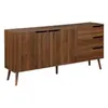 SWEEEK Buffet de rangement scandinave 2 portes. 3 tiroirs. décor bois de noyer. 160cm