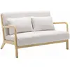 SWEEEK Banquette 2 places scandinave en bois et tissu bouclette. Lorens. L 124 x P 83 x H 77cm