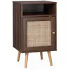 SWEEEK Table de chevet en cannage couleur bois foncé