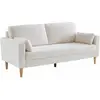 SWEEEK Canapé à bouclettes blanches - bjorn - canapé 3 places fixe droit pieds bois. Style scandinave