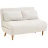 SWEEEK Canapé convertible en tissu bouclettes blanches- Guesta - 2 places scandinave. pieds bois foncé. banquette. dossier inclinable