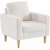 SWEEEK Fauteuil à bouclettes blanc cassé scandinave - Bjorn - Canapé 1 place fixe droit pieds bois